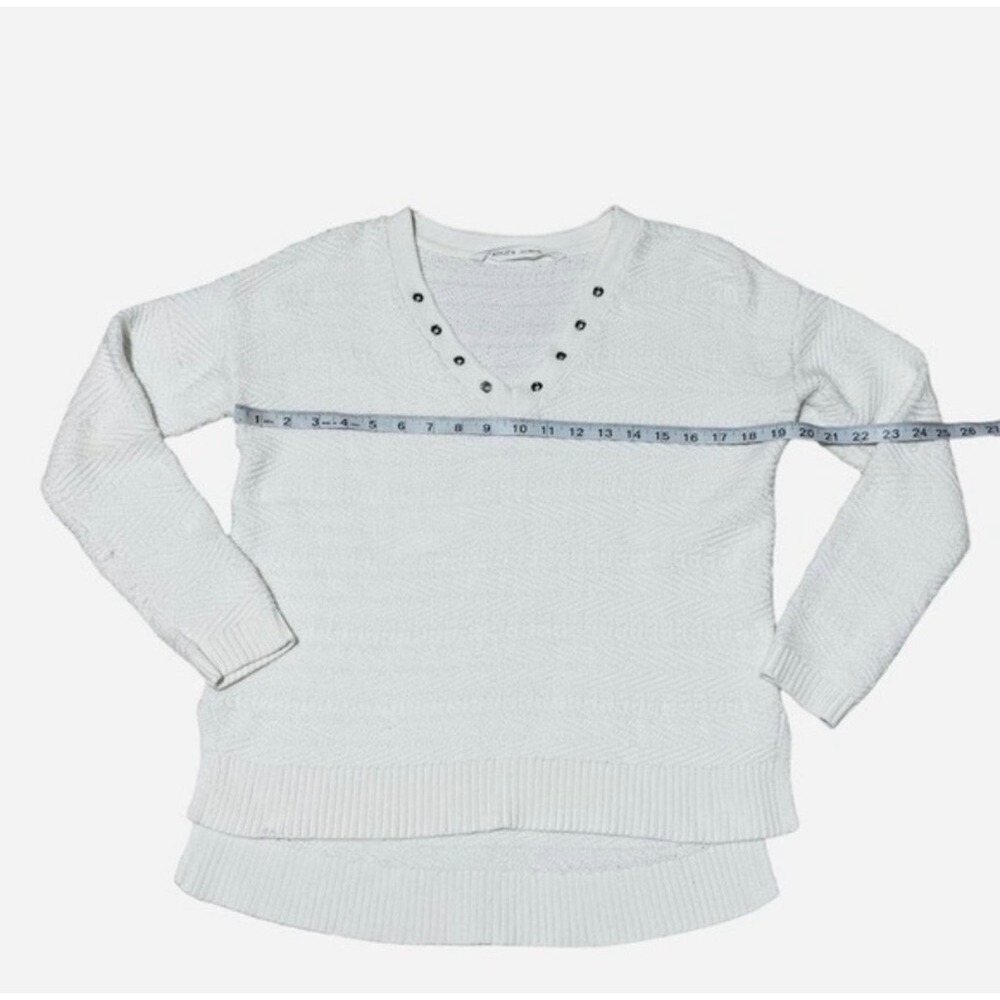 Athleta XXS White Textured Knit V-Neck Sweater Pullover Long Sleeve Casual - Picture 6 of 12